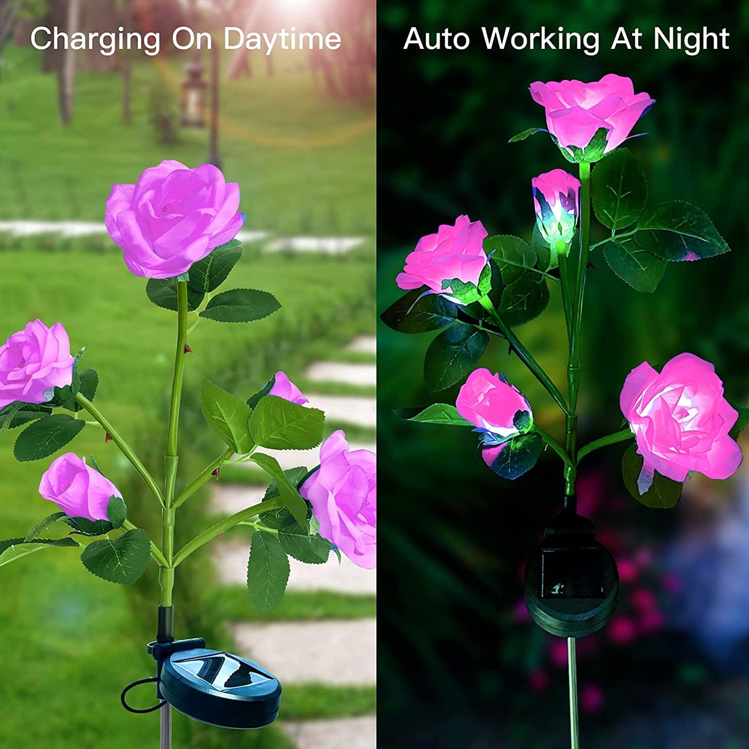 6616A Garden Solar Outdoor Rose Lights Decorative , Waterproof Flower Light for Garden Patio Landscape Pathway Yard Holiday Decoration DeoDap 6616A Garden Solar Outdoor Rose Lights Decorative , Waterproof Flower Light for Garden Patio Landscape Pathway Yard Holiday Decoration DeoDap